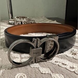 Salvatore Ferragamo Black Belt with Black Buckle